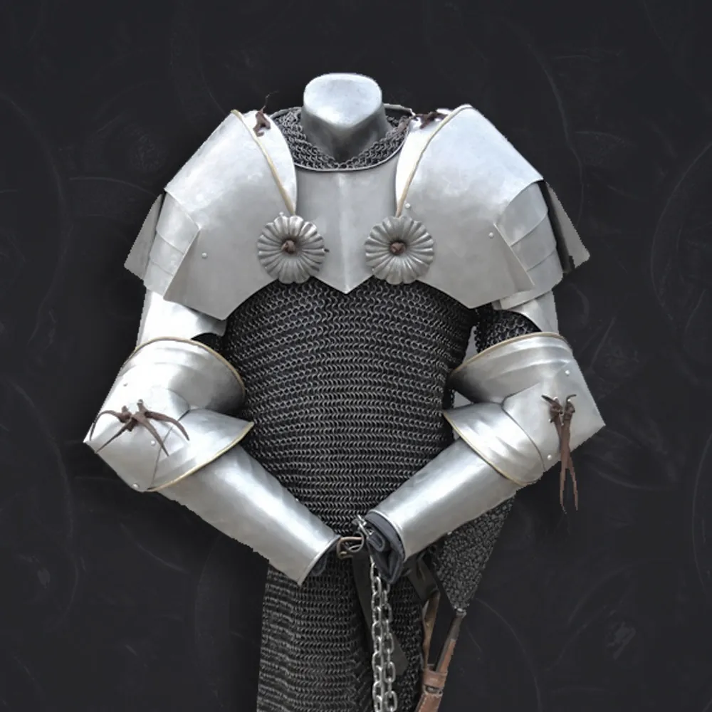 Plate armor over chain mail on a mannequin